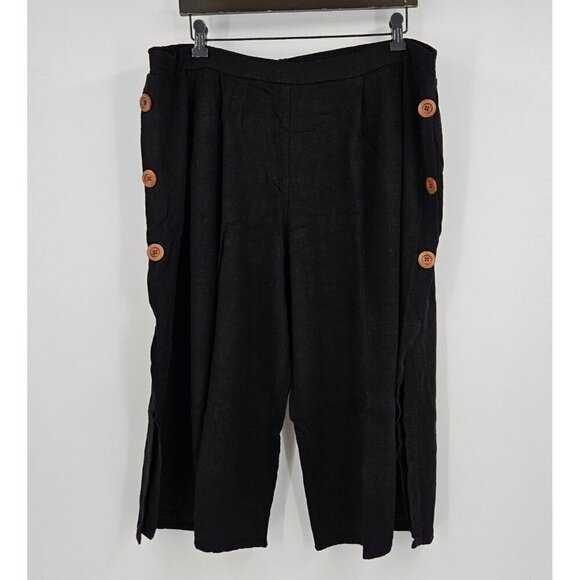 Ophelia Rose Pants - Ophelia Rose Women 1X Cropped Pant Rayon/Linen Pullon Stretch Waistband Hi Rise